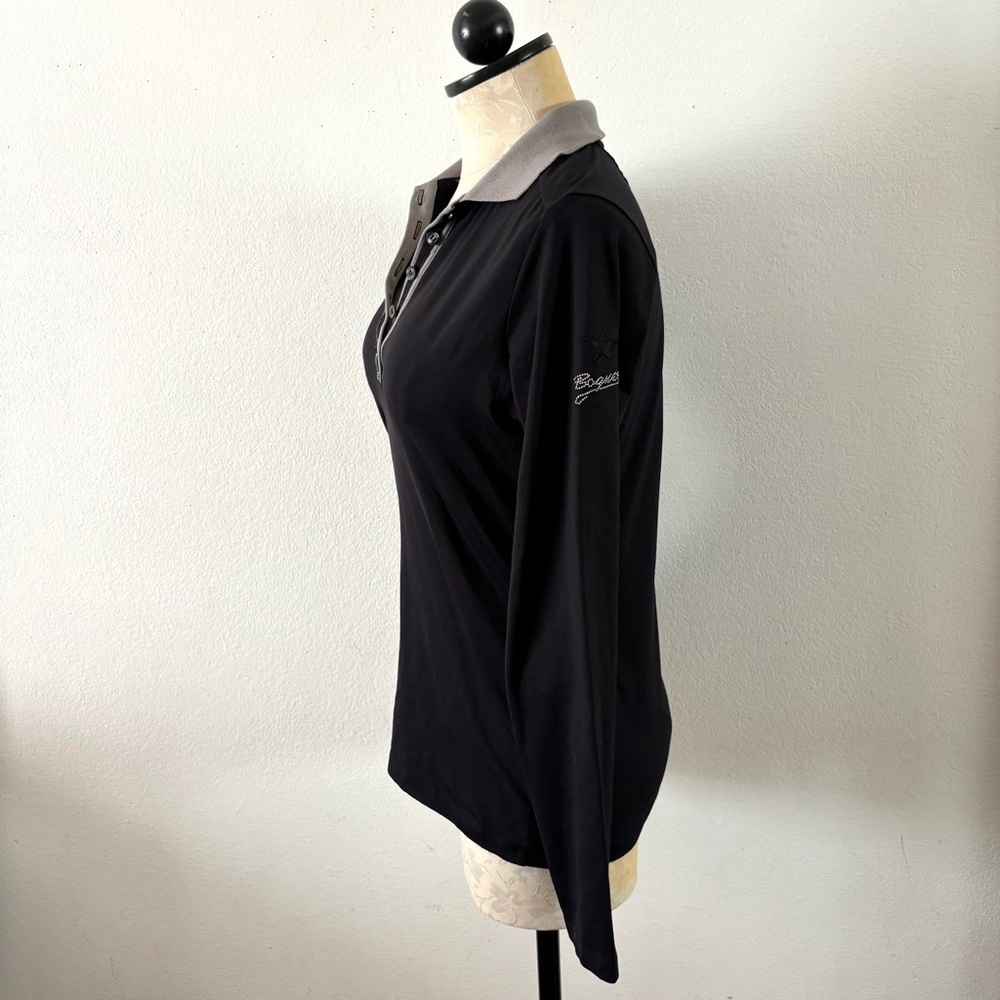 Bogner button down polo top long sleeve women’s medium black gray athletic golf - Picture 2 of 6